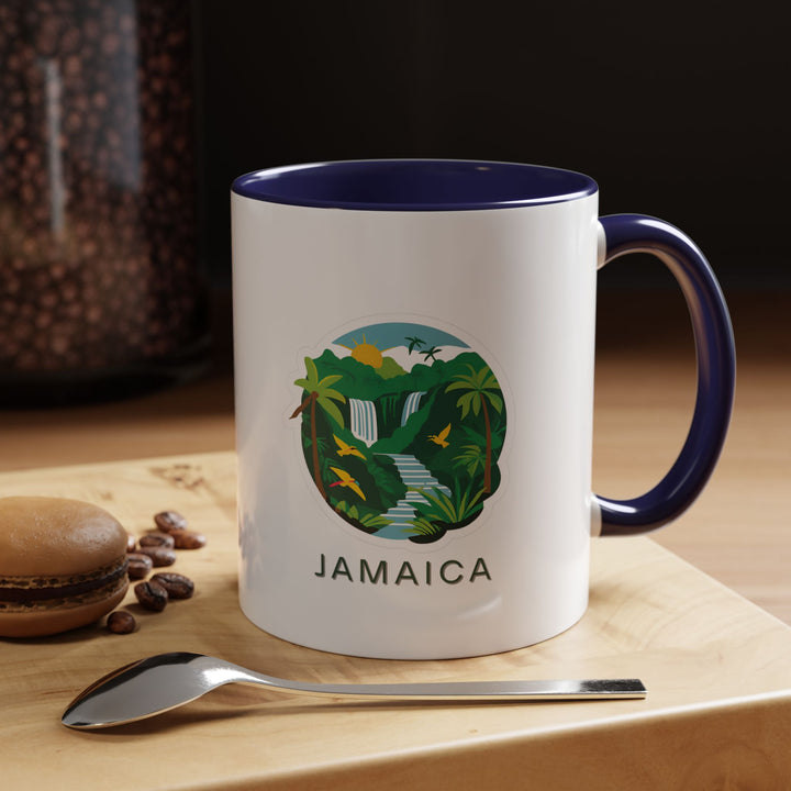 Experience the charm of Jamaica with this stunning mug. Featuring colorful artwork inspired by the island, it is perfect for your favorite beverages. Durable ceramic and dishwasher-safe, it makes a thoughtful gift for Jamaica enthusiasts.