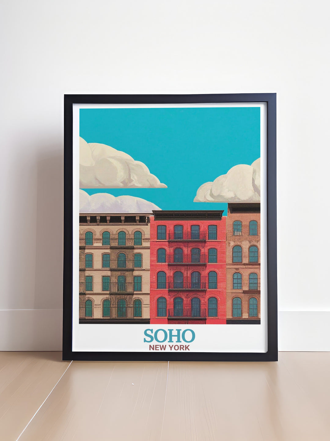 This detailed canvas art print highlights Londons Cast Iron District, with a special focus on the iconic Palladium Theatre in the West End. The travel poster beautifully captures the essence of Londons Soho, making it a great addition to any wall art collection.