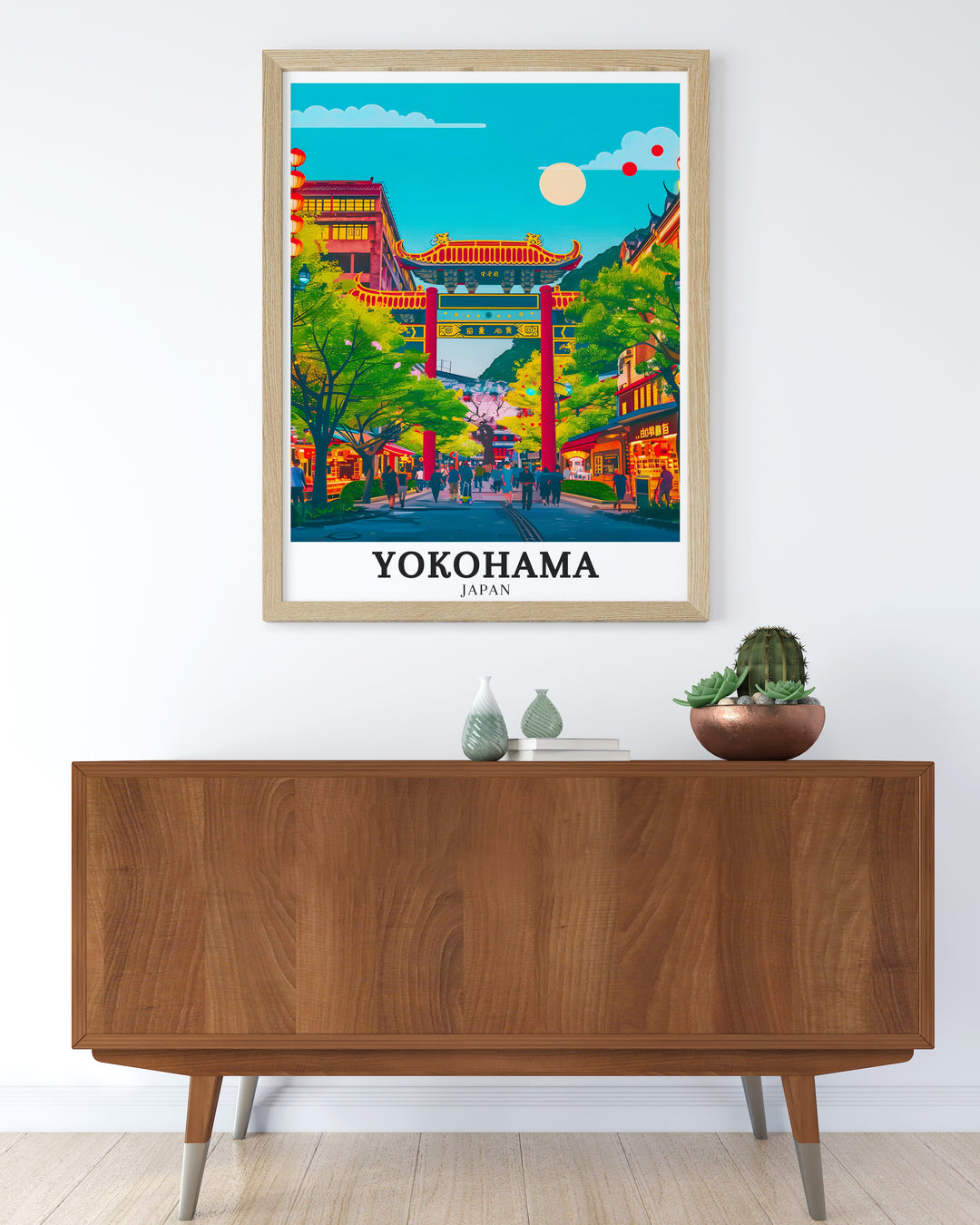 The serene beauty of Yamashitacho in Yokohama is captured in this detailed print. Known for its historic charm and peaceful atmosphere, this neighborhood offers a quiet retreat in the heart of the city. This artwork is perfect for those who want to bring a touch of Japanese elegance and tranquility into their home.