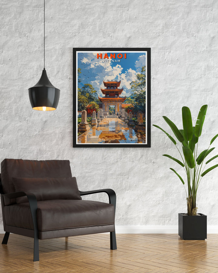 This art print of the Temple of Literature captures the historical depth and tranquil beauty of one of Hanois most famous landmarks.