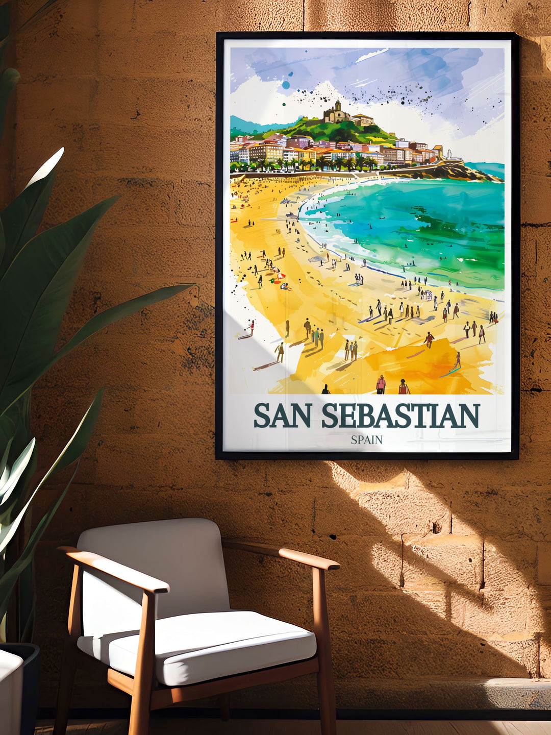 Beautiful Wall Art of San Sebastian showcasing La Concha Beach and Monte Igueldo perfect for adding a touch of elegance and charm to your home decor an ideal art print for Christmas gifts and gifts for friends and family