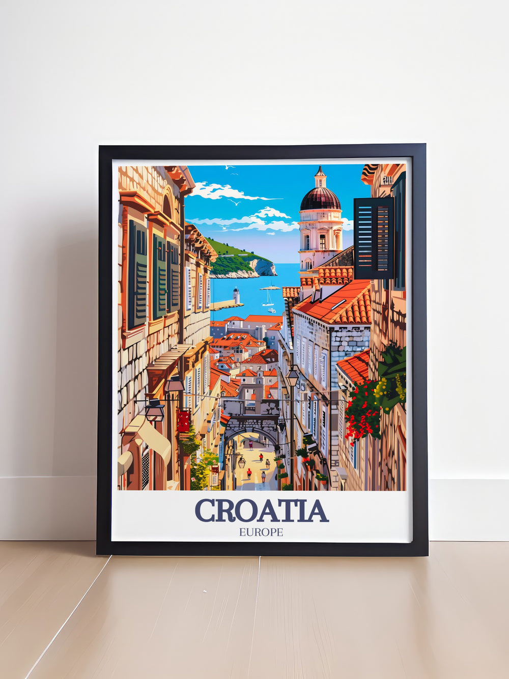 Bring the charm of Dubrovnik Old Town Adriatic Sea into your home with this framed print perfect for those who love European history and scenic coastal views ideal for home decor or as a thoughtful gift for travelers