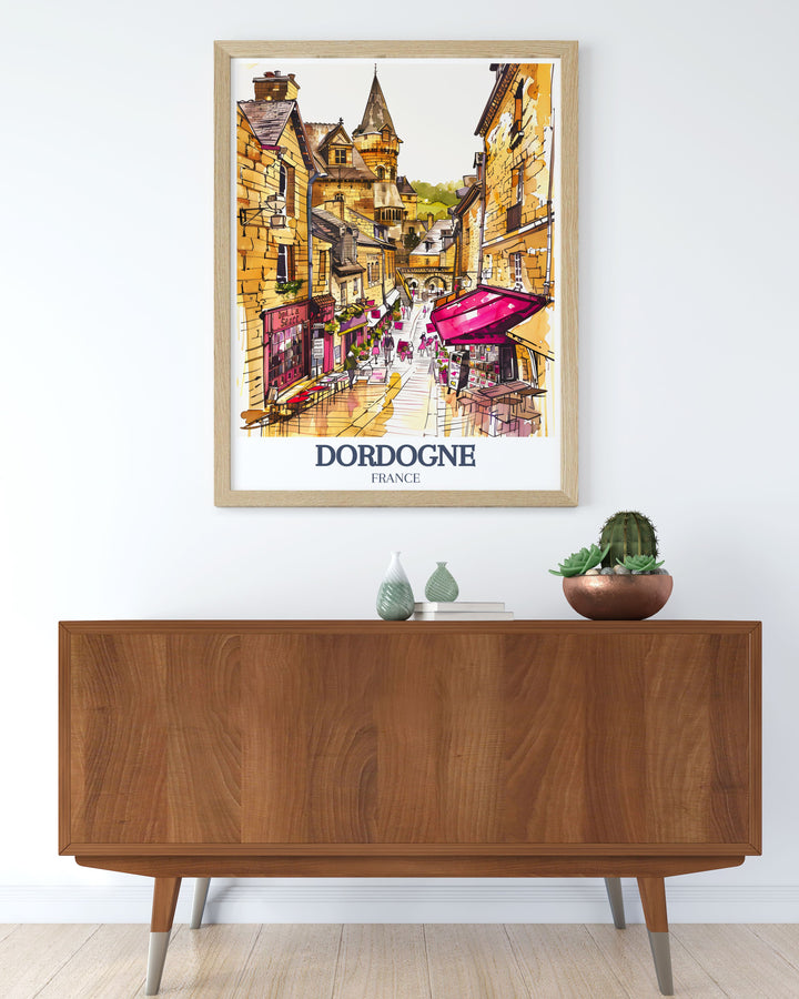 Stunning Sarlat la Caneda, Cathedral of Saint Sacerdos at Sarlat travel print showcasing the Gothic beauty and historical significance of this iconic French landmark