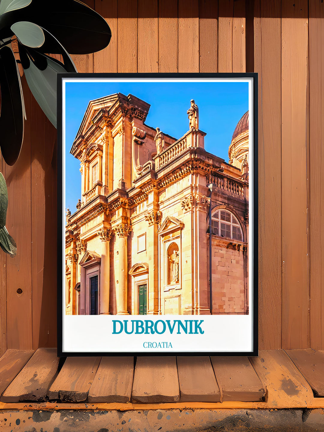 Home decor print illustrating the grandeur of Dubrovniks Cathedral, highlighting its Baroque architecture and historical significance.