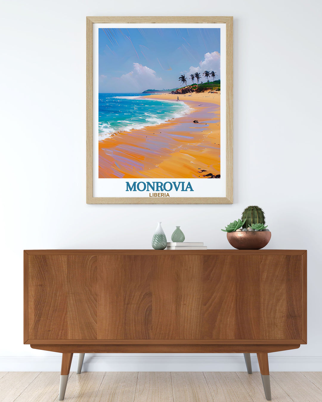 ELWA Beach wall art illustrating the serene and picturesque beach scenes of Liberia ideal for creating a calming and stylish environment in any living area or office space