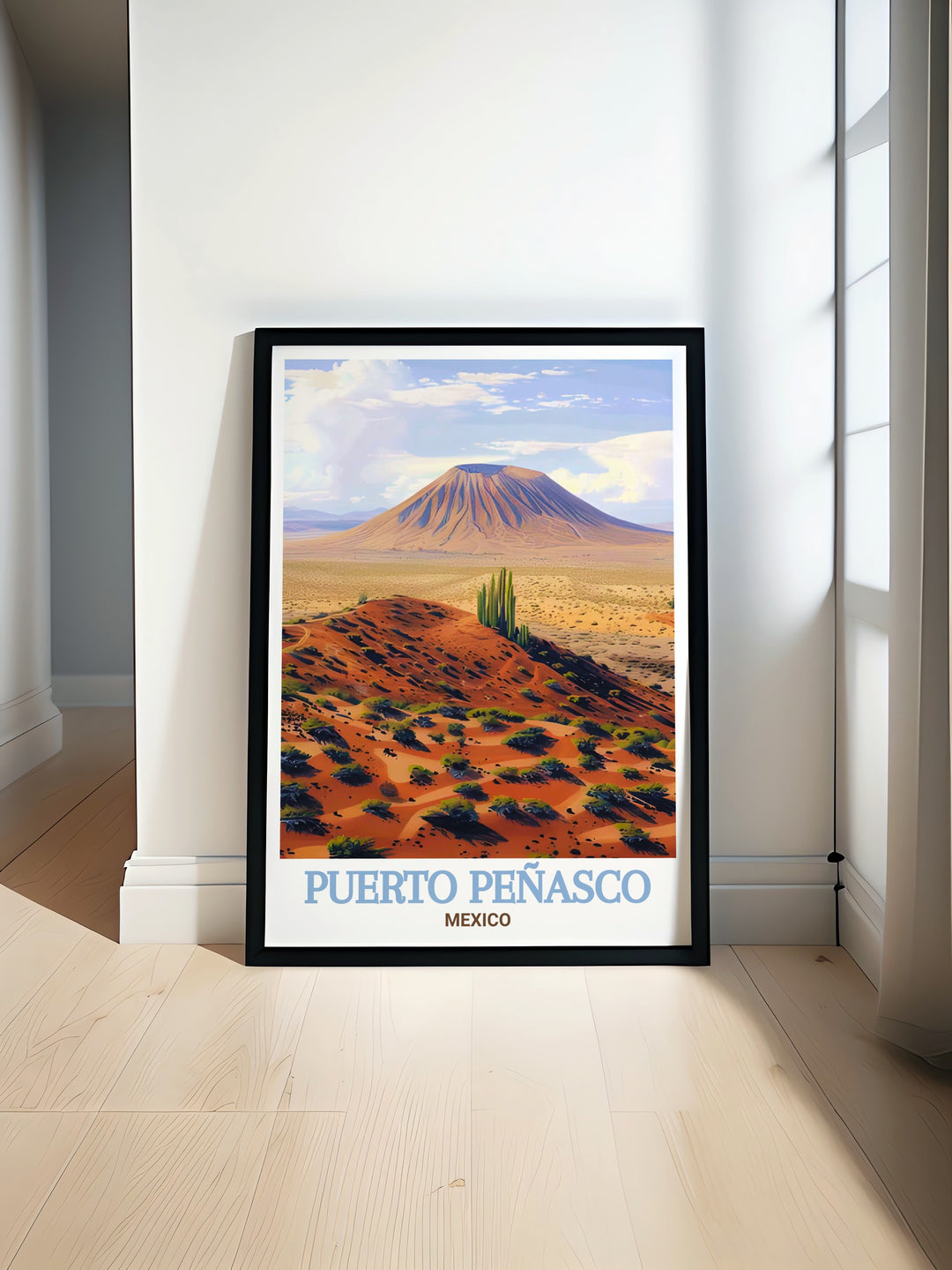 Custom print of Puerto Peñasco focusing on the scenic beauty of El Pinacate Biosphere Reserve, bringing the awe inspiring atmosphere of this desert landscape into your home. Ideal for desert enthusiasts and those who appreciate Mexican art, this print is a thoughtful and unique gift for any occasion.