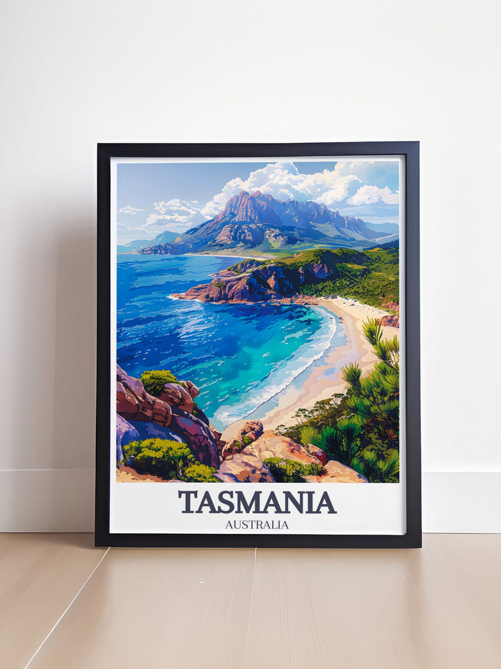 Explore our collection of Wineglass Bay Hazards Range modern decor prints. These high quality Australia prints offer a unique way to bring the charm of Tasmania into your home. Perfect for Australia wall art and gifts.