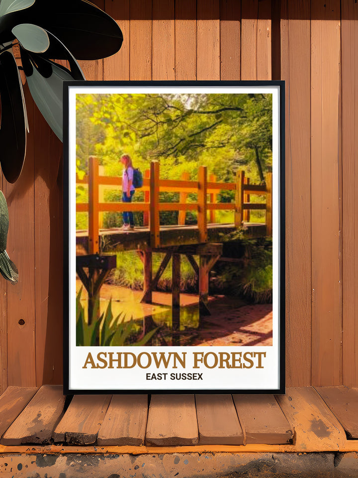 Pooh Bridge Elegant Home Decor brings the peaceful ambiance of Ashdown Forest into your living space ideal for creating a serene environment this AONB Art piece is perfect for nature lovers looking to enhance their homes with stunning wall decor