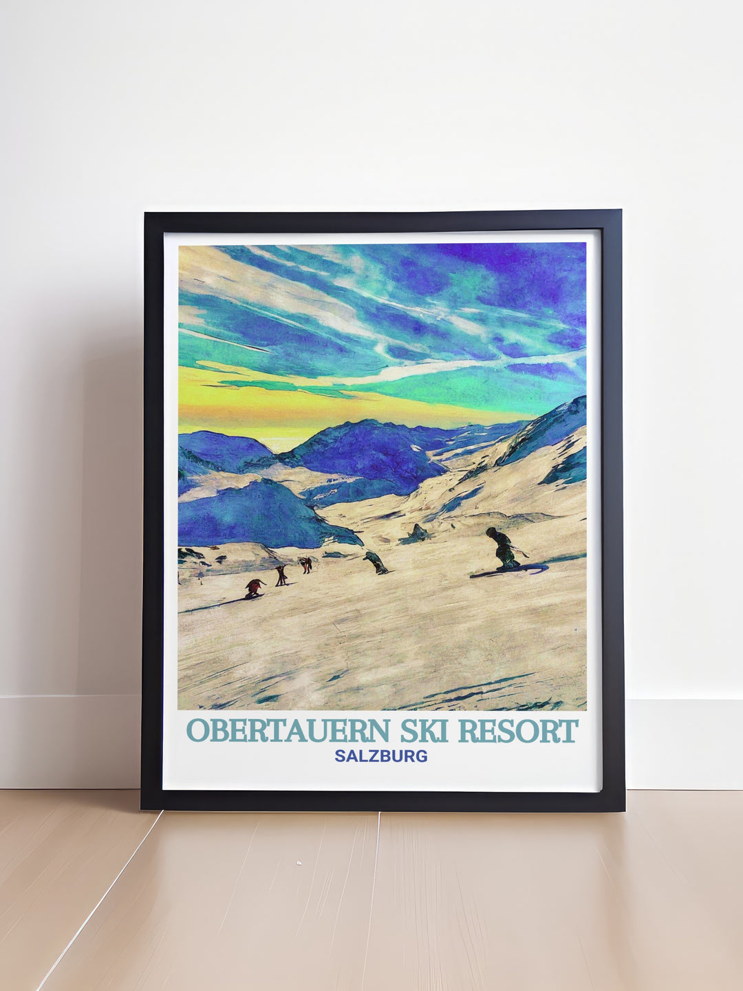 Showcasing Obertauerns snowy slopes against the backdrop of Salzburgs mountainous terrain, this travel print brings the best of Austrias skiing culture into your home. Ideal for winter sports lovers and collectors of vintage ski art.