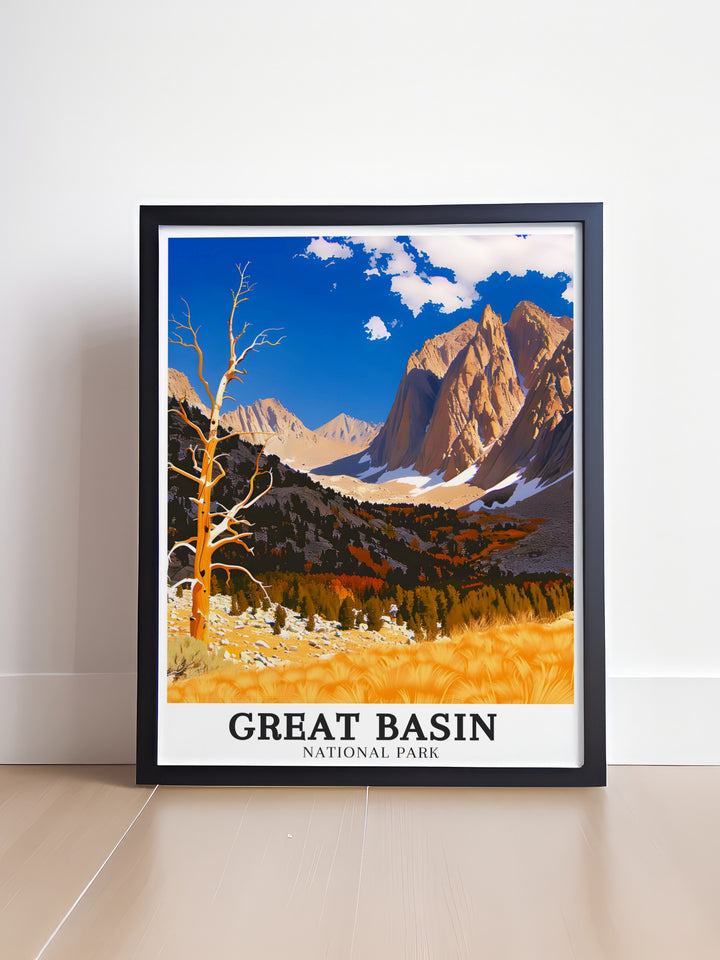 Detailed Great Basin National Park Print featuring Nevada Bristlecone Pine trails a stunning piece for nature lovers and collectors