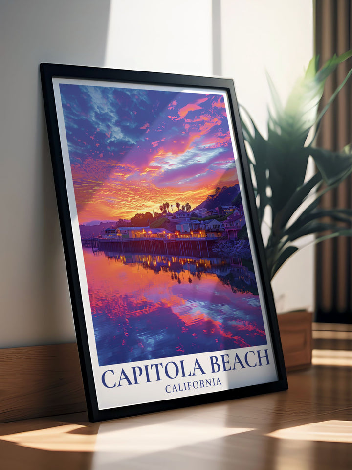 Captivating Sunset over Capitola Wharf Prints perfect for adding a touch of coastal elegance to your living room bedroom or office this California Print brings a sense of tranquility and nostalgia to any decor