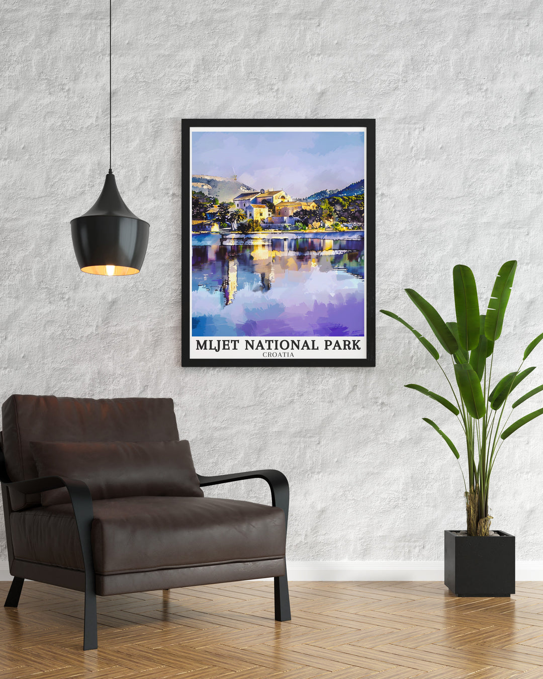 High quality canvas art capturing the historic Benedictine Monastery on St Marys Island reflecting the rich cultural heritage and peaceful environment of Mljet National Park perfect for adding a touch of elegance and history to any space