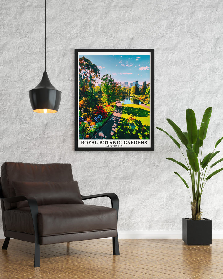 Discover the elegance of Southern Lawn Melbourne Gardens with this Australia Print a stunning portrayal of the Royal Botanic Gardens that adds a touch of natural beauty to any room in your home or office