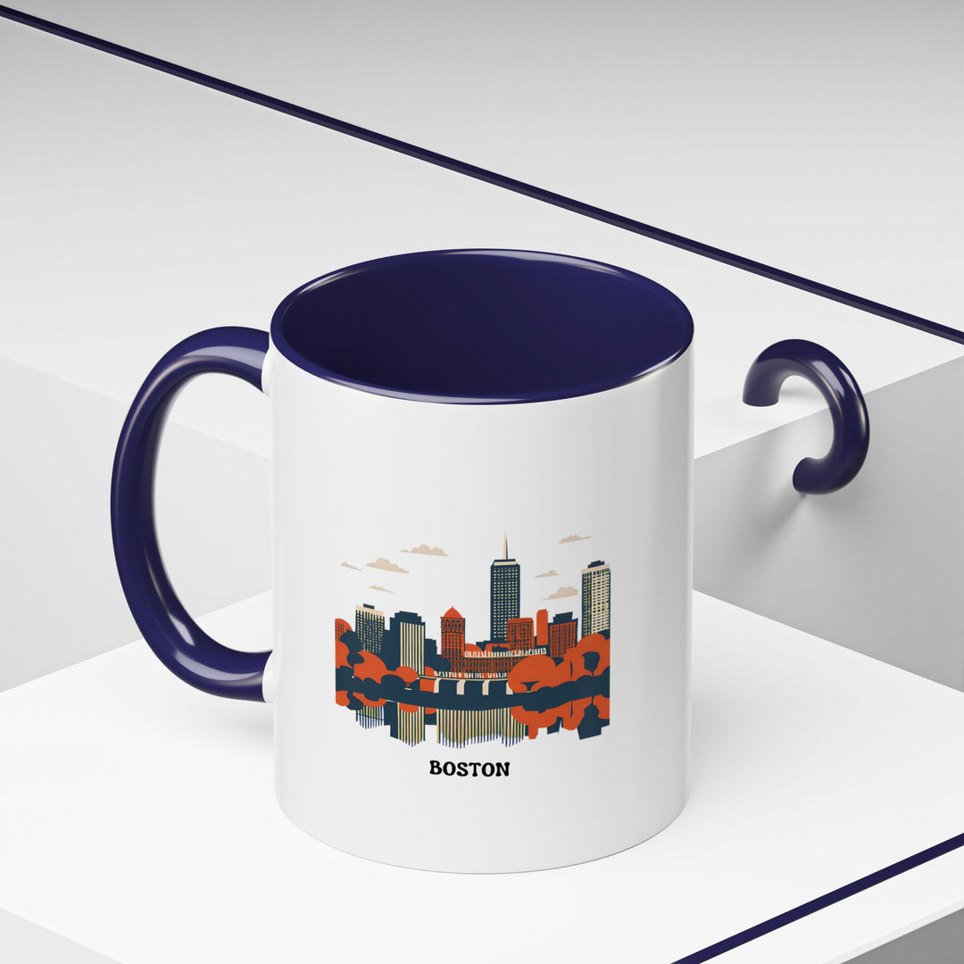 A detailed Boston Mug with colorful artwork capturing the spirit of Boston’s landmarks and culture. Crafted from ceramic, this dishwasher-safe mug is ideal for daily coffee breaks or as a stylish keepsake.