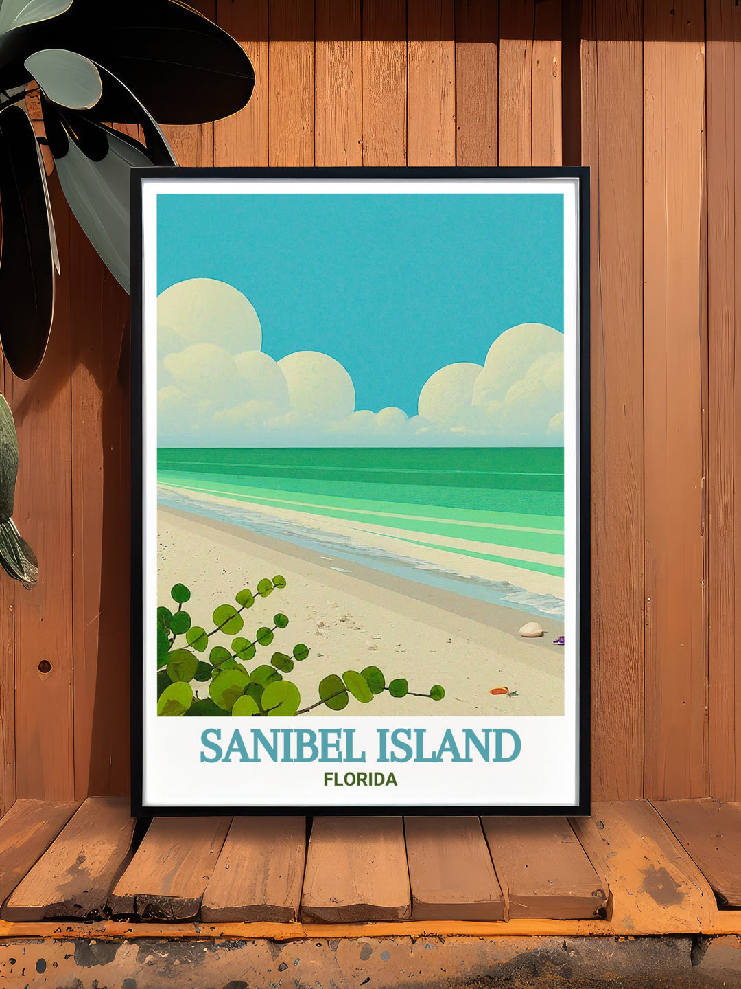 Poster print capturing the tranquil beauty of Bowmans Beach on Sanibel Island, Florida. This detailed artwork showcases the pristine sands, gentle waves, and peaceful atmosphere, perfect for enhancing coastal decor.