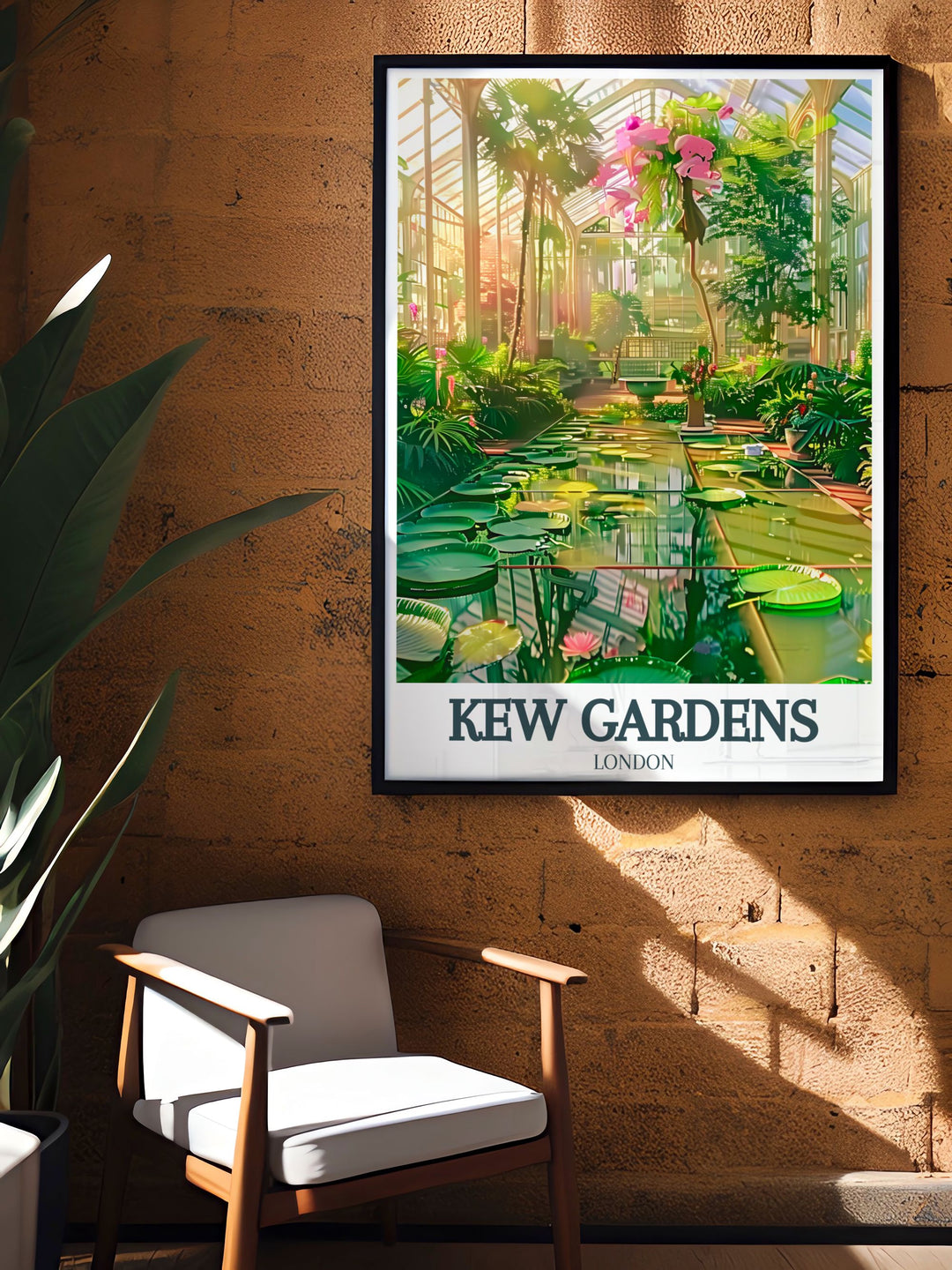 Orchid Extravaganza Wall Art features the stunning floral display at Kew Gardens, paired with the architectural beauty of the Palm House. This fine art print adds a touch of nature and elegance to your space, making it ideal for anyone who loves botanical art and English landmarks.