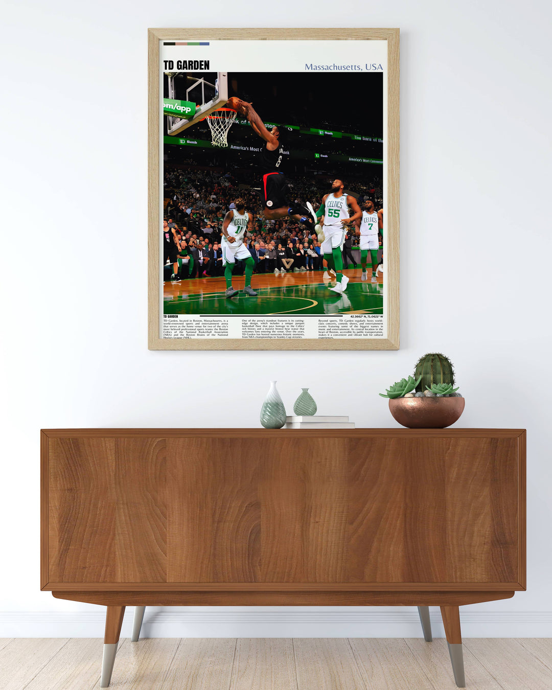 TD Garden Poster featuring Boston Celtics stars Jaylen Brown and Marcus Smart ideal for fans looking for a unique piece of Celtics art