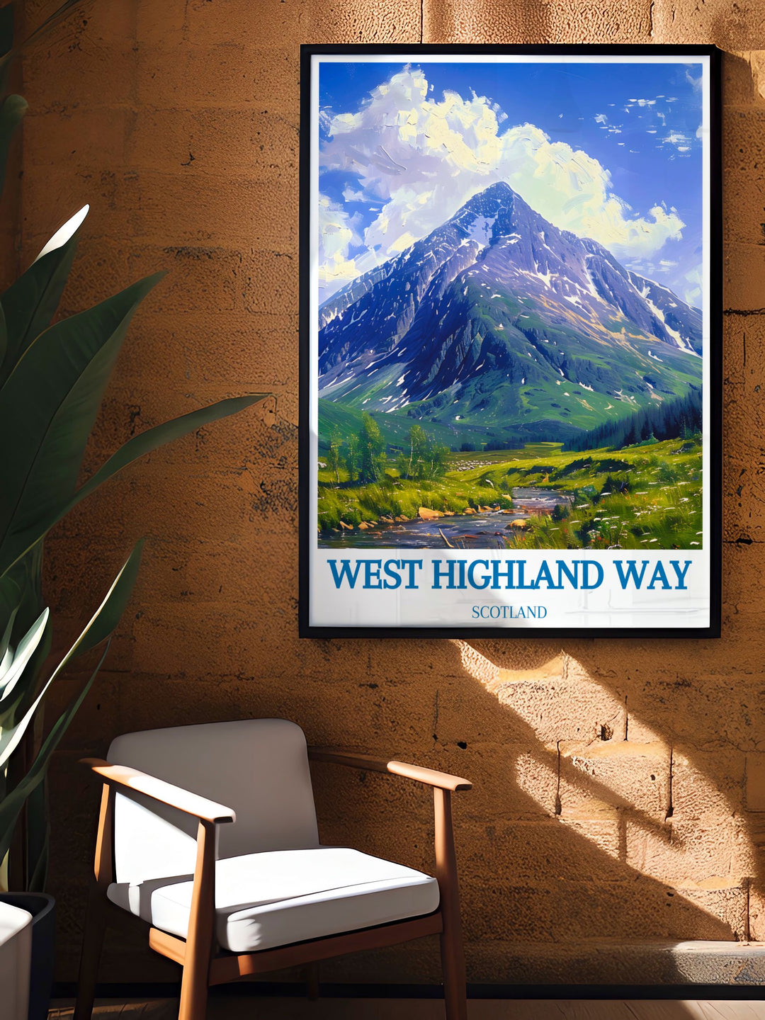 Discover the iconic beauty of the Scottish Highlands with this Buachaille Etive Mor Art Print. Featuring the West Highland Way this National Trail Print is perfect for anyone who loves Scotlands outdoor adventures and wants to bring a piece of it into their home.