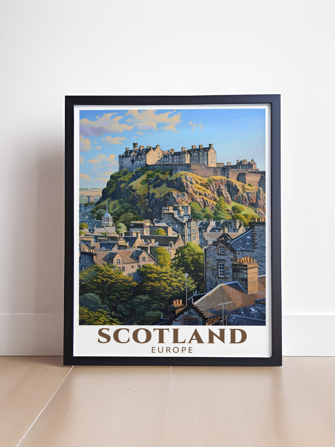 A detailed canvas art piece portraying Loch Lomond in Scotland, showcasing the lakes clear waters and surrounding Highland landscape. The vibrant hues bring this iconic national park to life, making it ideal for home decor.