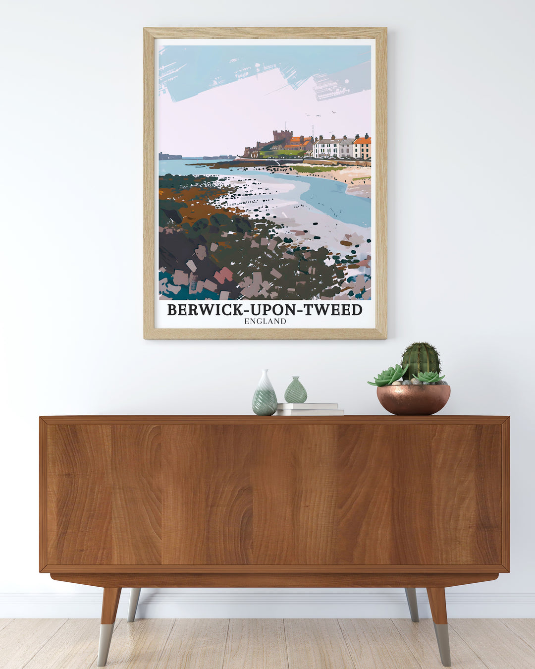 Cocklawburn Beach and Berwick upon Tweed are captured in this Northumberland travel print, celebrating both the dramatic coastline and the historic significance of the town. A perfect way to bring a touch of British heritage into your home.