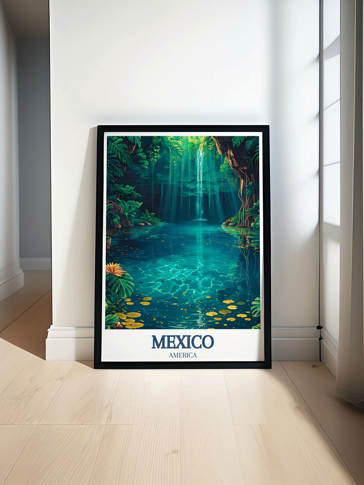 El Castillo Chichen Itza modern art print for living room décor showcasing the ancient Maya pyramid in vivid detail perfect for adding elegance to any space with its stunning design and rich historical significance