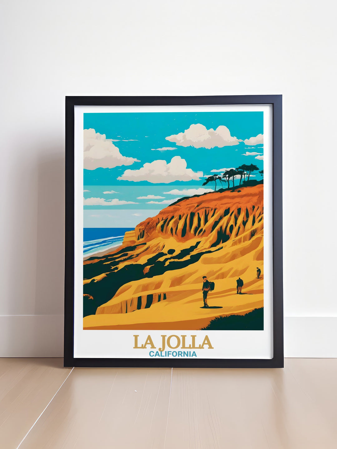 La Jolla Cove Poster Print captures the beauty of La Jollas sparkling waters and the rugged cliffs of Torrey Pines. This California travel print is perfect for bringing a coastal vibe to your home, making it ideal for beach lovers and those who appreciate the natural beauty of the Pacific coast.