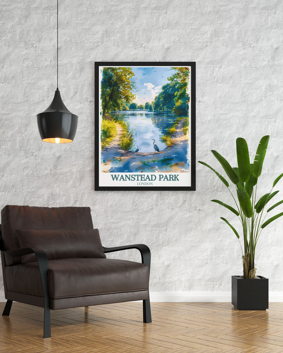 Stunning Wanstead Park poster featuring detailed illustrations of the park&