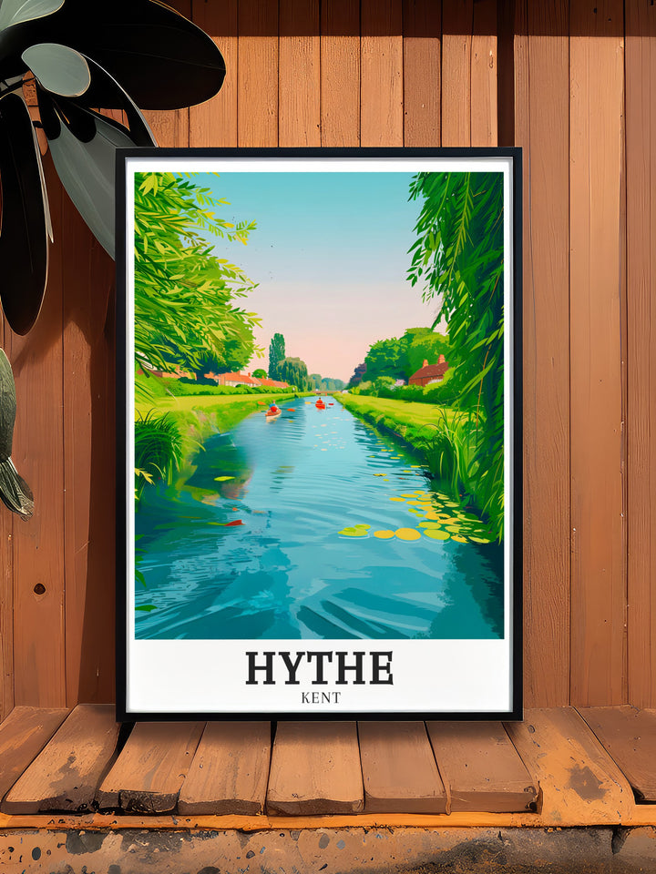 A stunning representation of Kent travel art featuring Hythe military canal Old Cliff Line. Perfect for anyone looking to bring natural beauty into their home through wall art that exudes tranquility and charm.