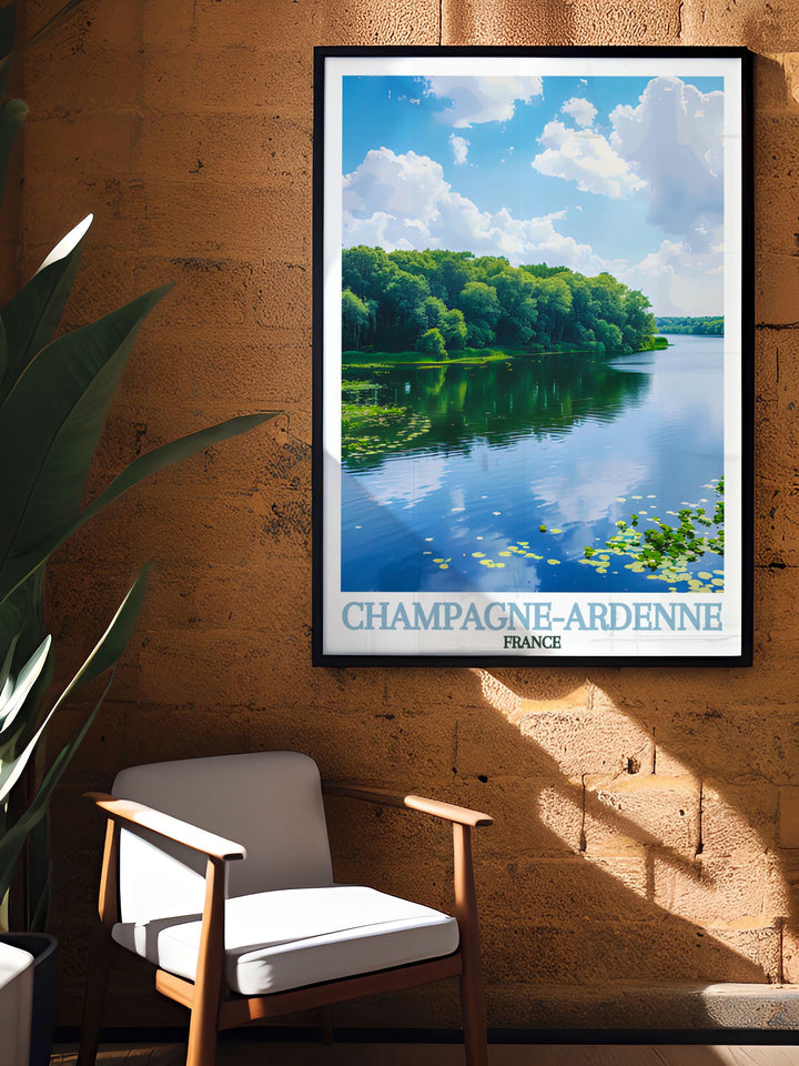 Parc Naturel Regional de la Foret d Orient wall art showcasing the peaceful forests and tranquil lakes of Champagne Ardenne. This France travel print is perfect for any occasion, offering a glimpse into the heart of France and making it a thoughtful gift for loved ones.