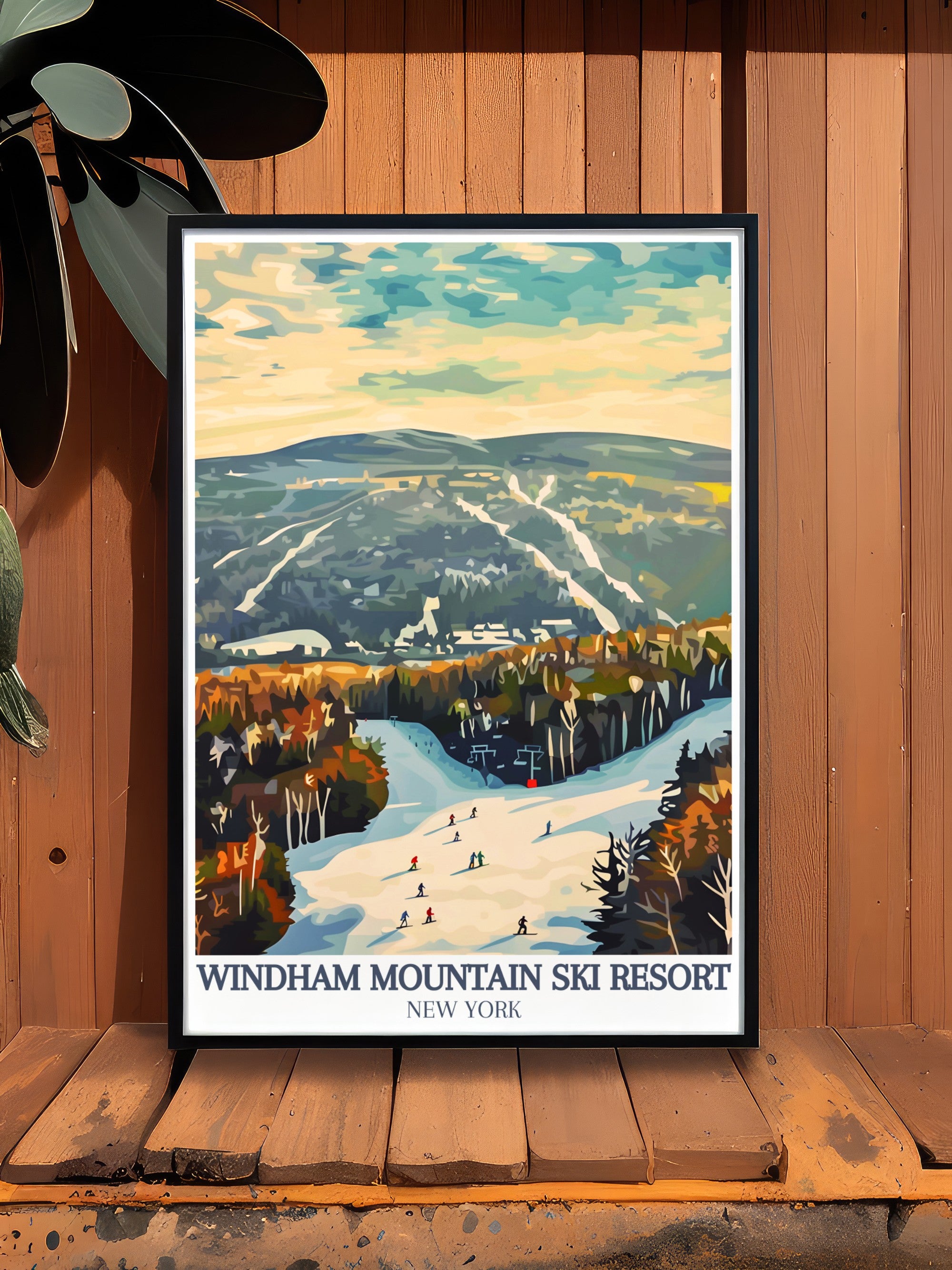 NYC poster framed in a modern living room interior