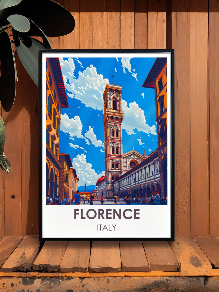Framed art of Piazza della Signoria, highlighting the blend of history and art that defines this iconic square in Florence.