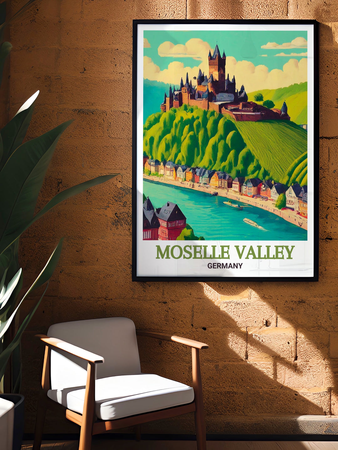 Cochem Castle framed print featuring the medieval castle set against the beautiful Moselle Valley is a must have for Germany wall art enthusiasts. This piece brings elegance and cultural charm to any living space or office decor.