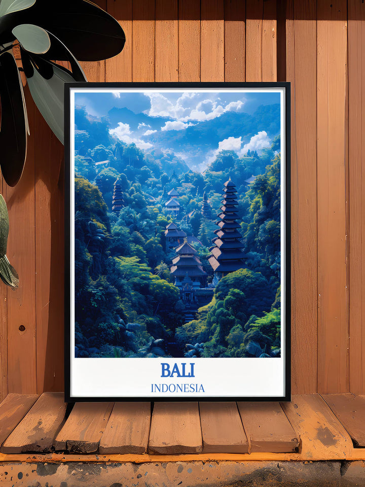 Ubud Monkey Forest decor piece featuring the intricate landscapes and monkeys of Bali, enhancing any room with a touch of nature.