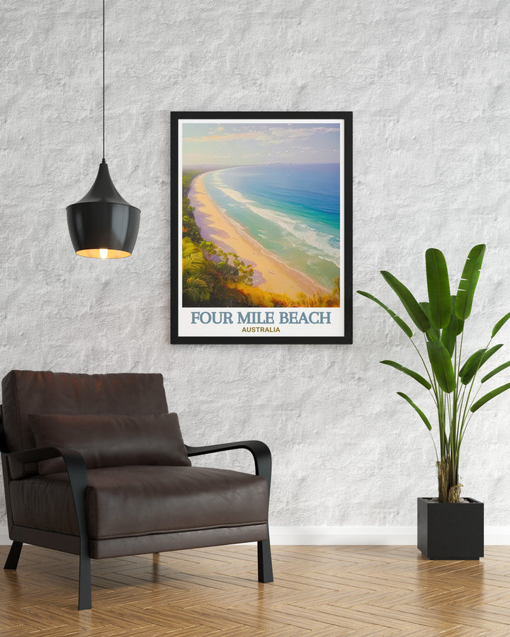 Australia wall art showcasing Four Mile Beach brings the tranquility of pristine sands and crystal clear waters into your home