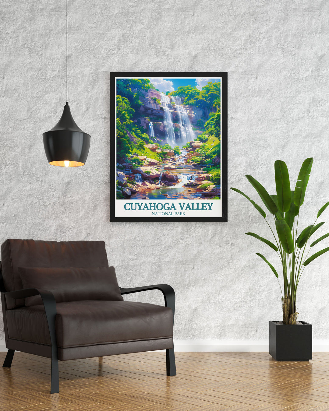 Captivating canvas art of Brandywine Falls, featuring a panoramic view of the waterfall and surrounding forest, perfect for nature lovers and those who appreciate scenic landscapes.