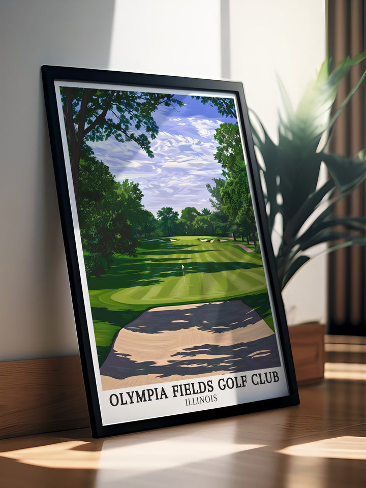 Fairways South Course at Olympia Fields featured in this Golf Travel Art print perfect for adding a touch of the golf world to your decor this Golf Poster highlights the beauty of the course making it a unique and cherished Golf Artwork for your home or office