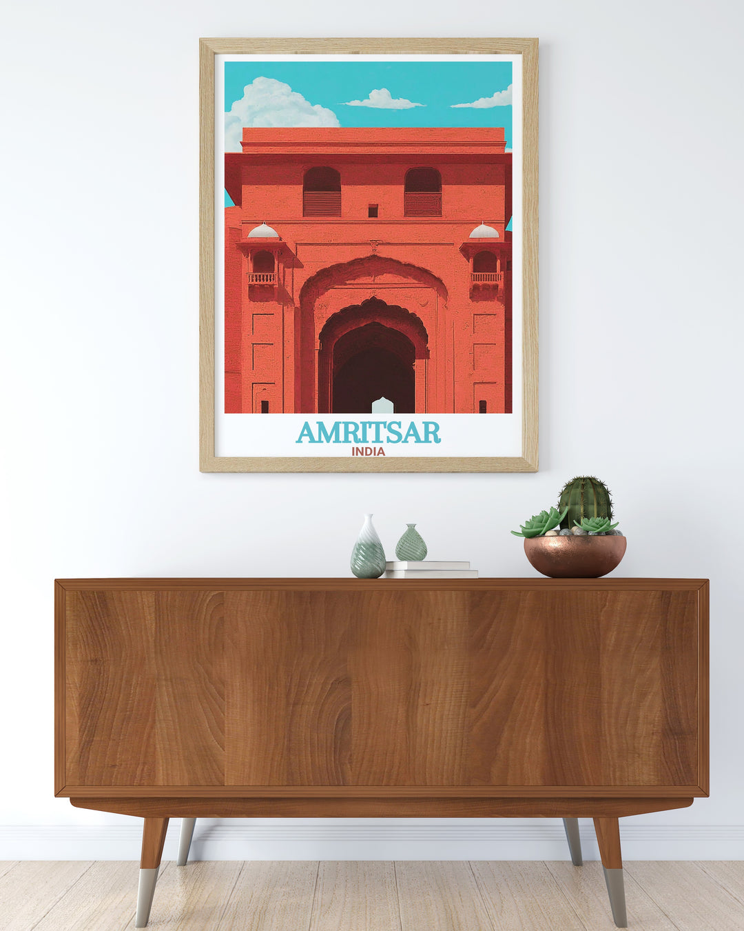 Amritsar wall art celebrates the beauty of this vibrant city with its iconic skyline, including Gobindgarh Fort. Perfect for lovers of travel art and Indian culture, this vintage poster offers a timeless view of Indias historic landmarks.