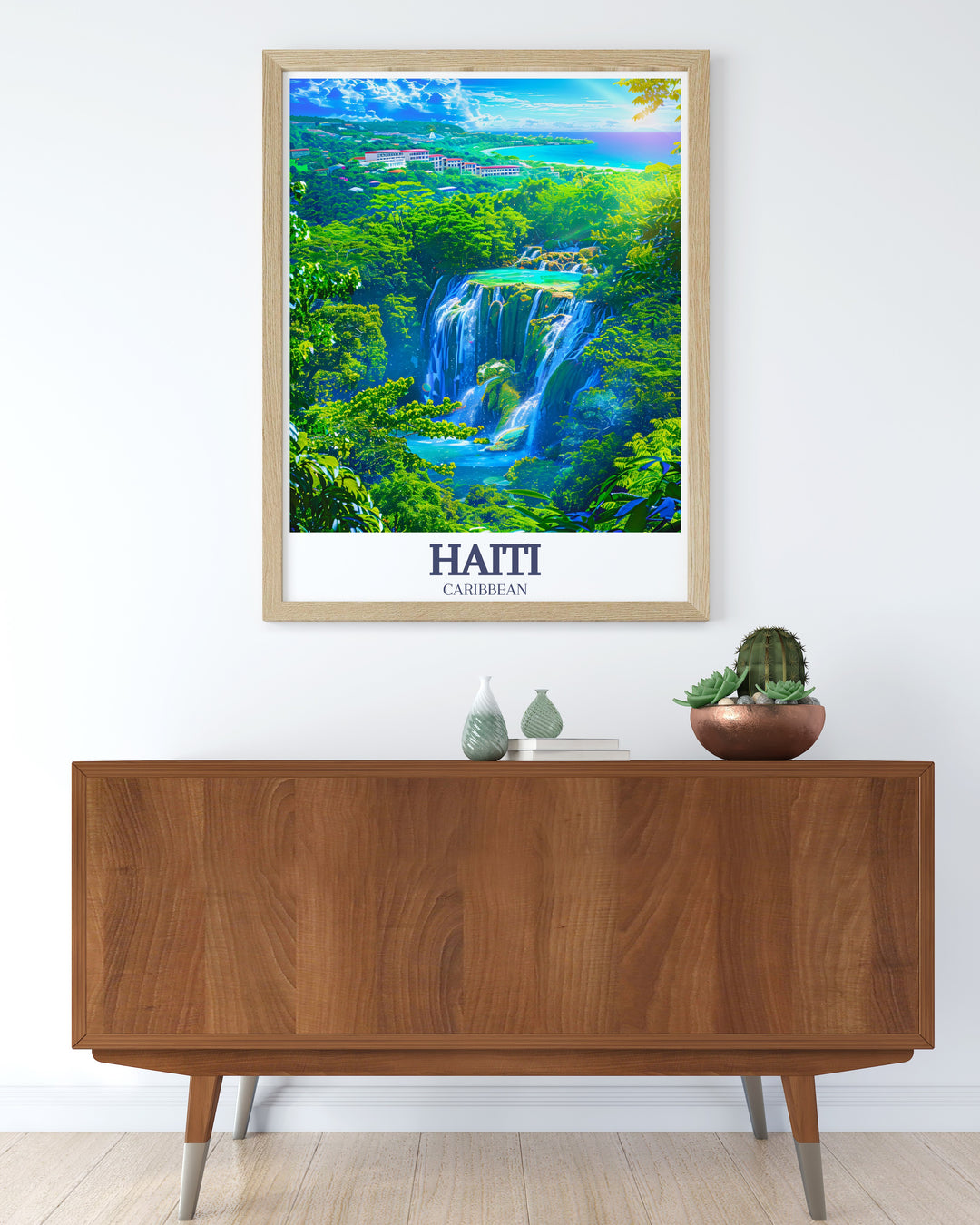 Bring a piece of Haitis natural wonders into your home with this poster print featuring the iconic Bassin Bleu and Labadee peninsula. A thoughtful gift for those who love adventure and the outdoors, this artwork captures the essence of Haitis serene landscapes.