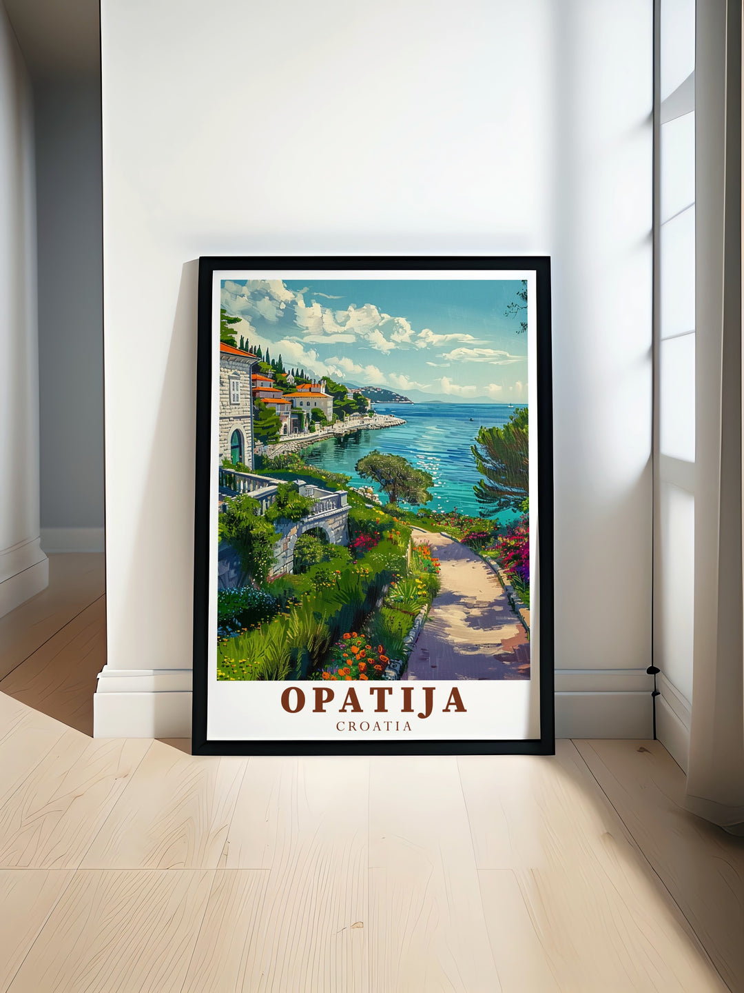 Discover the beauty of Opatija Seaside Parks with this exquisite Croatia travel print perfect for adding a touch of elegance to your home decor whether you are a fan of Opatija wall art or seeking the ideal travel gift for a loved one