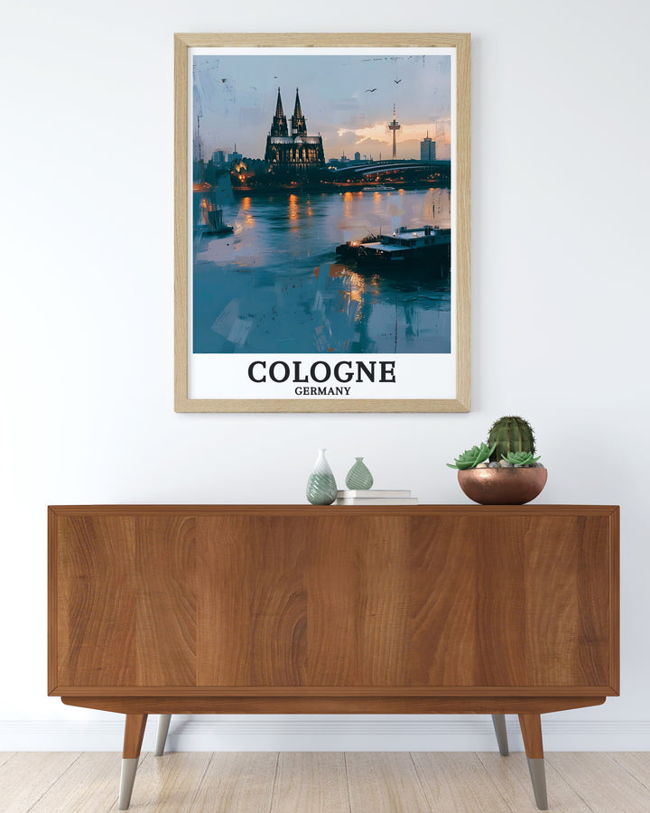 Cologne Cathedral and Rhine River elegant home decor capturing the majestic beauty of one of Germanys most iconic landmarks ideal for those who appreciate fine art and want to bring the charm of Germany into their living spaces alongside Berlin travel art