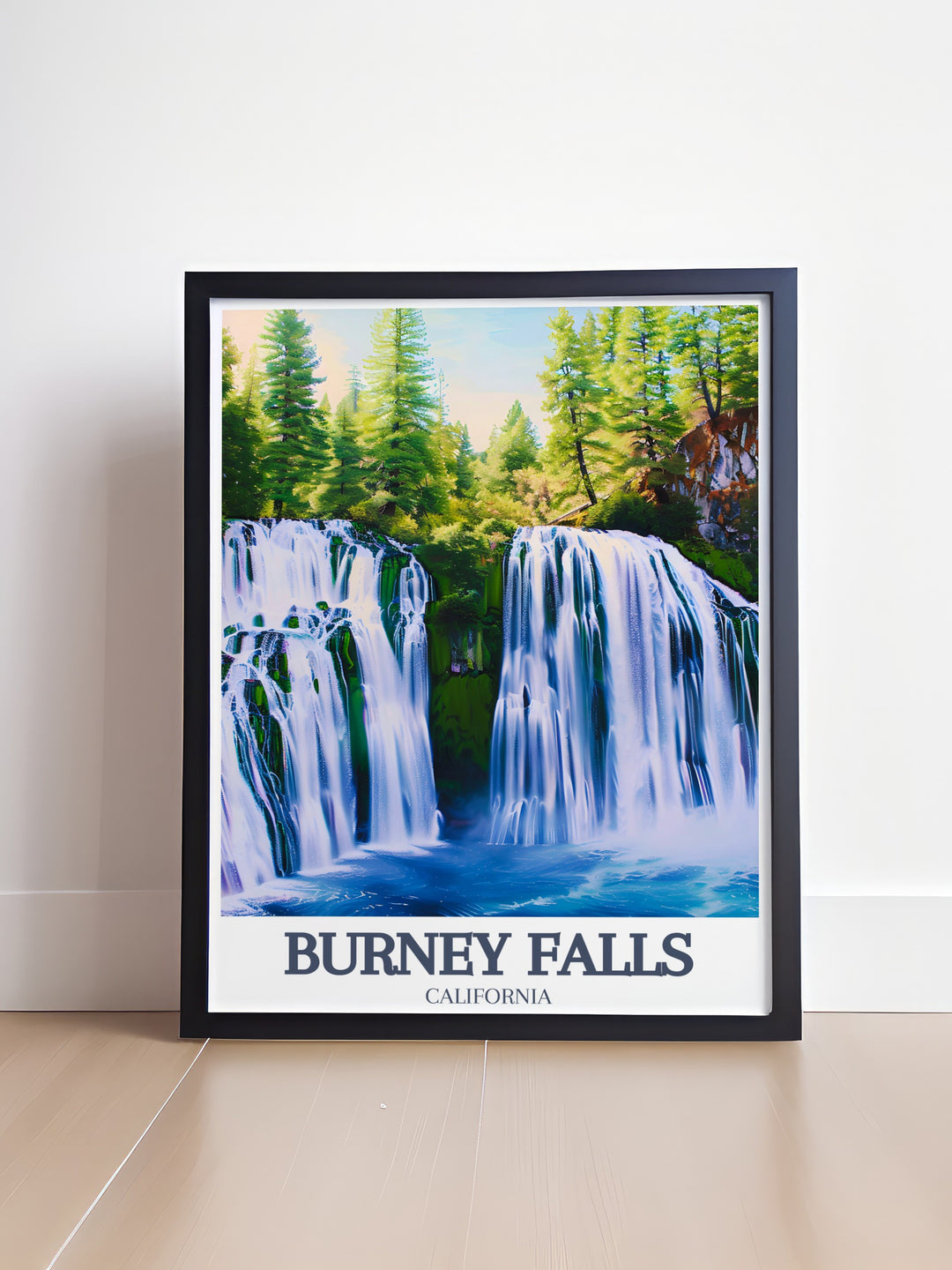 This stunning Burney Falls Print from McArthur Burney Falls Memorial State Park California makes the perfect addition to your collection of California artwork with its detailed representation of one of the states most iconic natural wonders