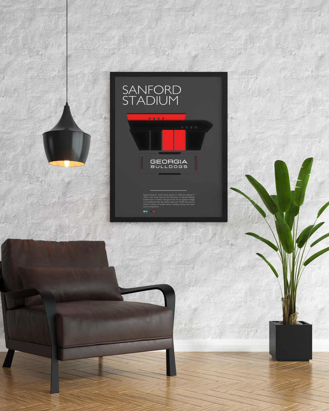 Bring the spirit of UGA football into your space with this Georgia Bulldogs art print featuring Touchdown Jesus at Sanford Stadium a standout piece for college dorms