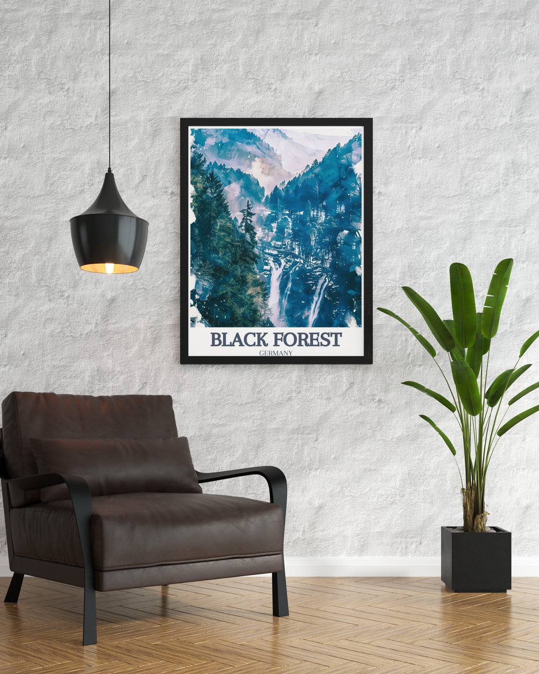 Captivating Black Forest Artwork featuring Triberg Waterfalls, Baden Wurttemberg perfect for transforming living spaces into serene retreats the vibrant colors and intricate details make it an ideal choice for those seeking unique German travel prints and forest inspired home decor