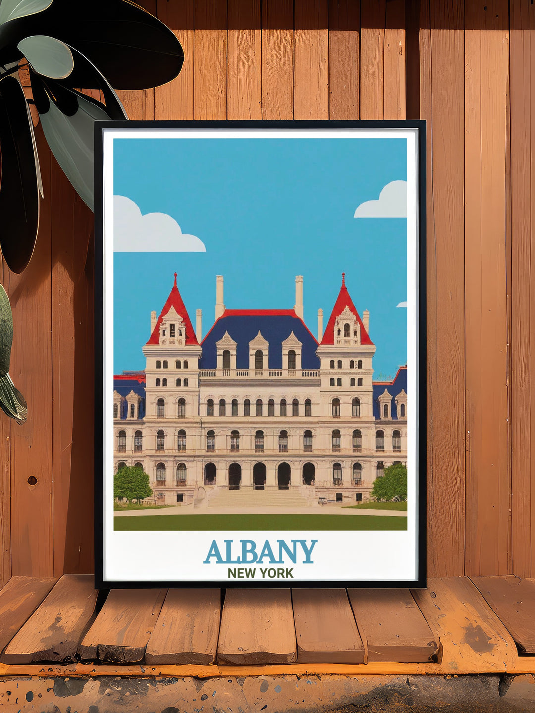 Stunning New York State Capitol vintage print showcasing the charm of Albany perfect for those who appreciate New York State art and are looking for unique Albany gifts to elevate their home decor and wall art collection with historical significance.
