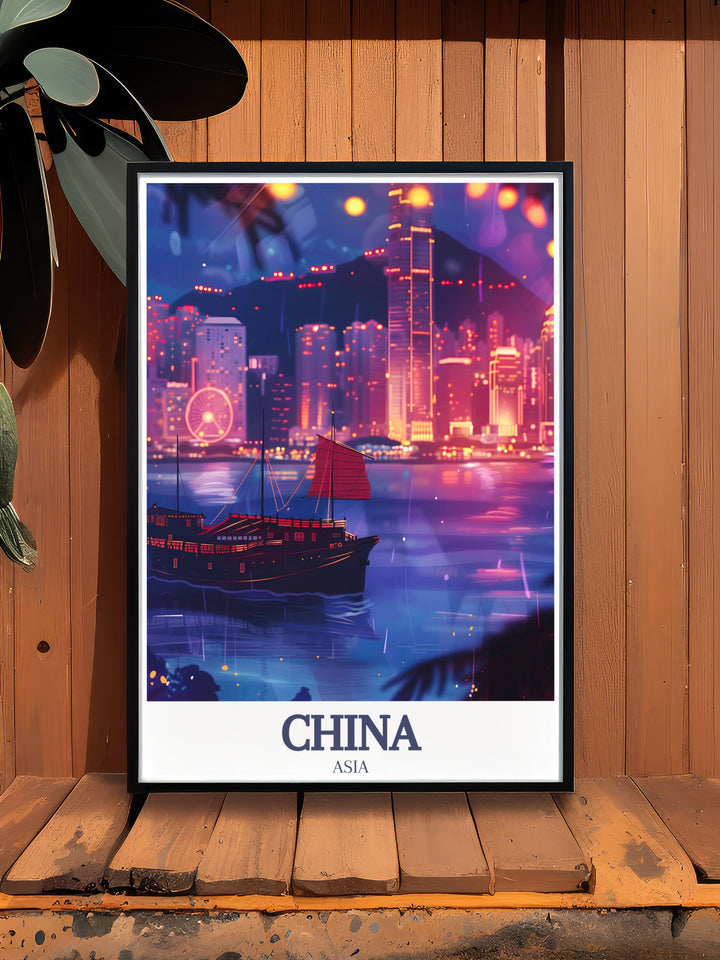 Showcasing the iconic skyline of Victoria Harbour, this China travel print brings the essence of Hong Kongs urban landscape into your space. Perfect for lovers of global cities and architecture, this canvas art is a standout piece that blends modernity with serenity. Whether for your living room or office, this artwork is sure to inspire.