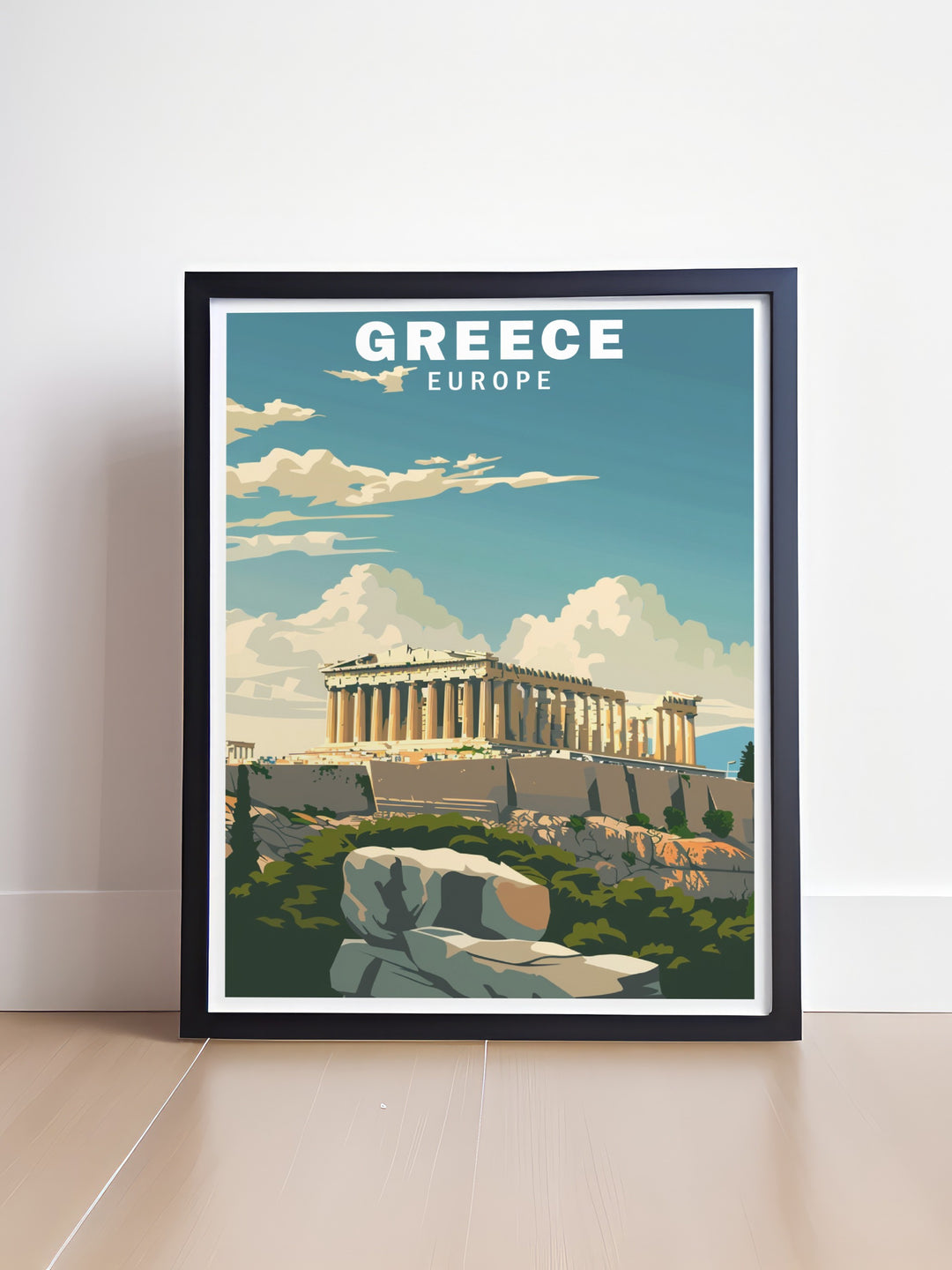 A beautiful Greece print showcasing the Acropolis of Athens. Ideal for history buffs and travelers alike, this poster art brings the classical beauty of Athens into any room, providing a glimpse of ancient Greeces majestic architecture.