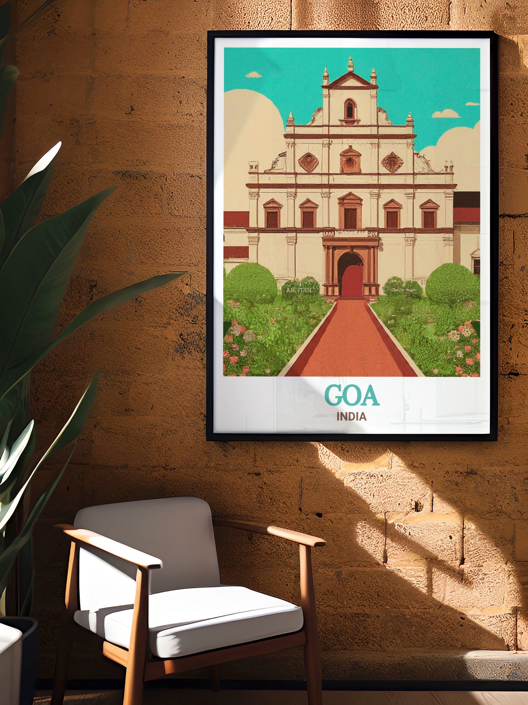 Goa travel print featuring the majestic Basilica of Bom Jesus, capturing the essence of Goas rich history and spiritual legacy. This print is perfect for those who appreciate cultural art and want to bring a piece of Indias heritage into their home.