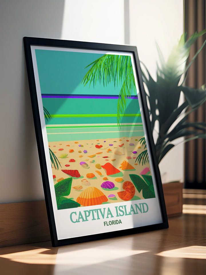 Add a piece of Floridas coastal charm to your home with this elegant art print of Captiva Island, capturing the islands serene environment and breathtaking sunsets. Perfect for beach houses, vacation rentals, or any room that needs a touch of relaxation.