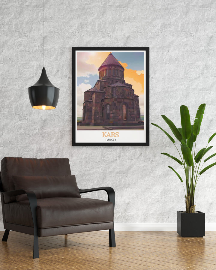 Church of the Holy Apostles depicted in stunning modern prints ideal for Turkey travel art enthusiasts these wall decor pieces bring the grandeur of Kars ancient architecture into your home making them perfect for creating a timeless and elegant atmosphere