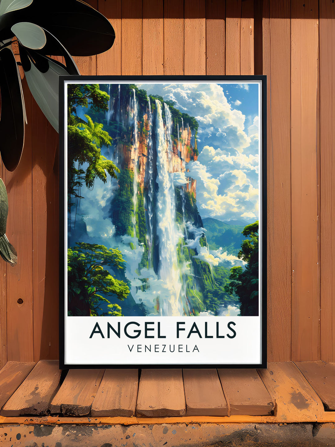 Celebrate the beauty of Venezuela with this Angel Falls art print. Featuring the worlds tallest waterfall in its natural setting, this piece brings a sense of peace and wonder to any room, perfect for anyone with a love of nature.